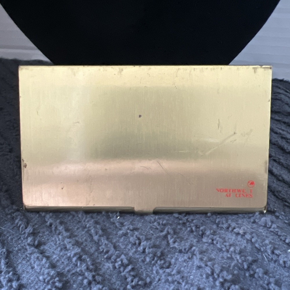 Northwest Airlines Gold Metal Business Card Holder Collectible Vintage